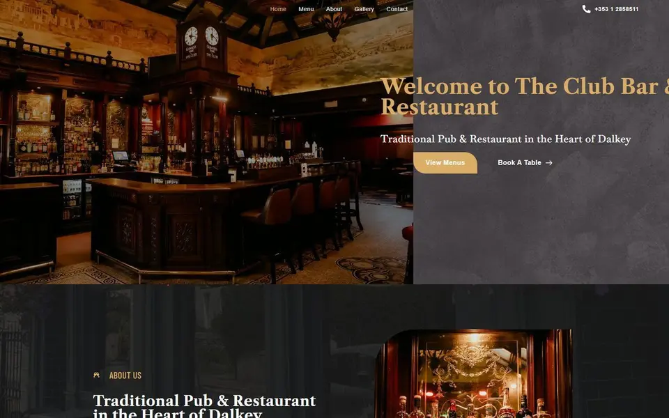 The Club Dalkey pub and restaurant website homepage