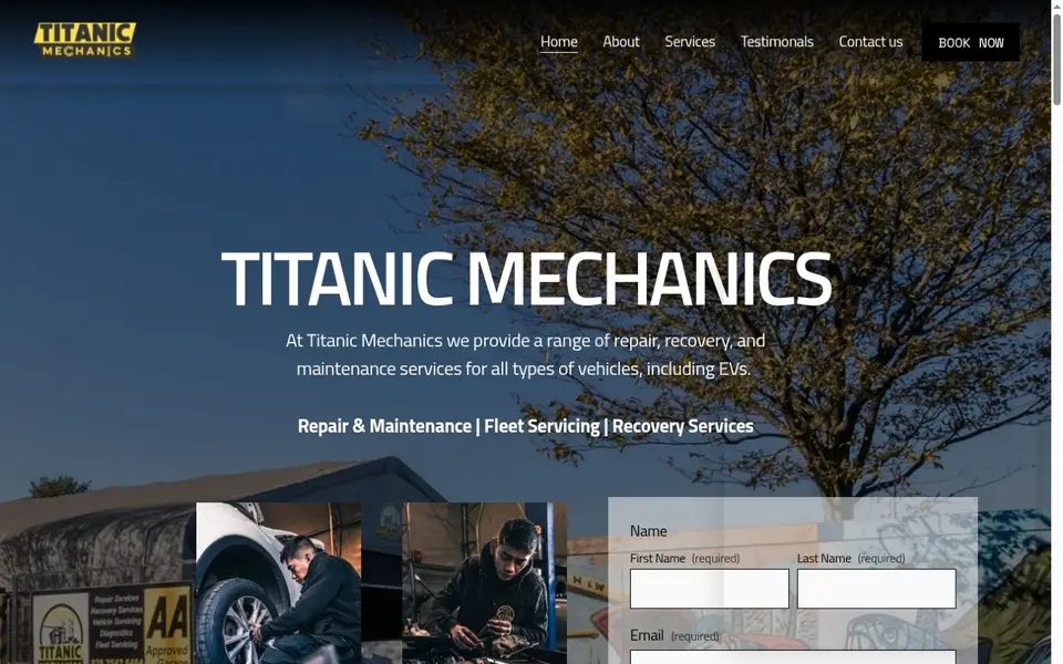 Titanic Mechanics vehicle repair and recovery website homepage